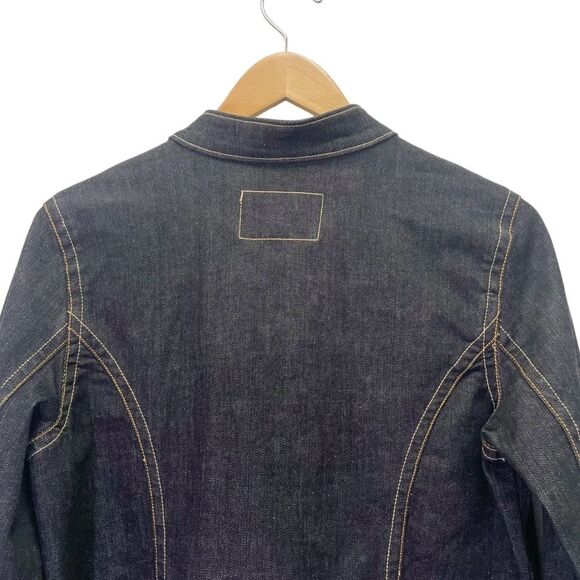 Vintage Old Navy Y2K Military Button Jean Jacket Size Large Dark Rinse Denim - Picture 9 of 15